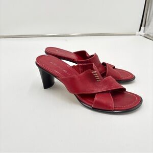 A. Marinelli Felix Red Leather Sandals Block Kitten Heel Whimsigoth Witchy Sz 7